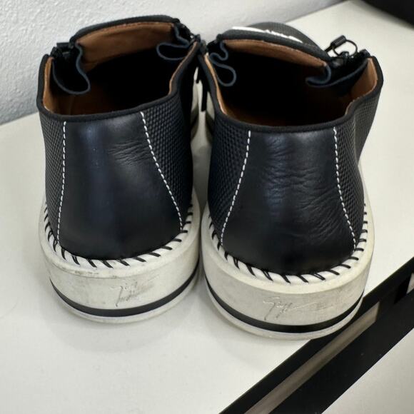 Giuseppe Zanotti Ron Costner Sneaker Black Leather Emboss Cream Side Zip 43 / 10 - Picture 16 of 16